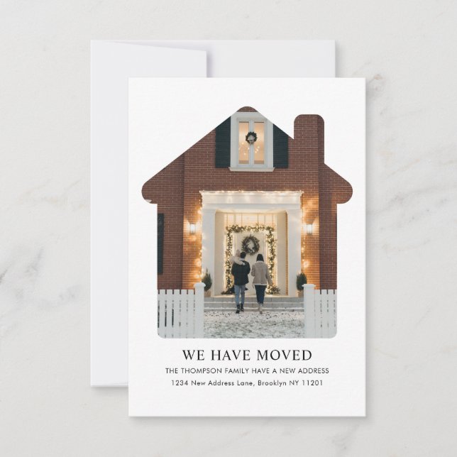 BUDGET Minimal We Have Moved New Home Photo Moving Card (Front)