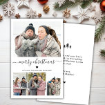 Budget Minimalist 4 Photo Collage Christmas Card<br><div class="desc">Budget Elegant, Minimalist, Modern Black and White 4 Photo Collage Merry Christmas Script Holiday Thin Card. Note: thinner than postcard! This festive, minimal four (4) photo holiday card template features a pretty photo collage, a little doodle heart and says Merry Christmas! The „Merry Christmas” greeting text is written in a...</div>