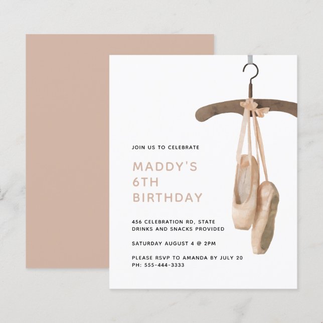 Budget Minimalist Ballet Ballerina 6th Birthday (Front/Back)