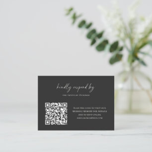 Budget Minimalist Black Script RSVP QR Code Online Card