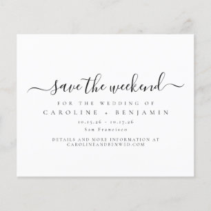 Budget Minimalist Black Script Save the Weekend