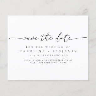 Budget Minimalist Black Script Wedding Save Date