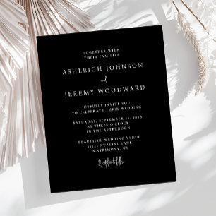 Budget Minimalist Black Wedding Invitation