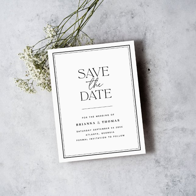 Budget Minimalist Black & White Save The Date Announcement Postcard (Creator Uploaded)