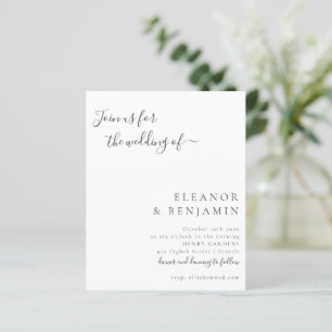 Budget Minimalist Black White Wedding Invitation