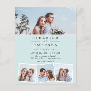 Budget Minimalist Blue Photo Collage Wedding