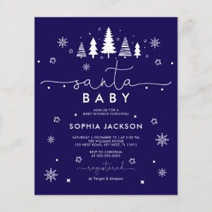 Budget Minimalist Blue Santa Baby invitation