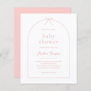 BUDGET Minimalist Blush Pink Ribbon Baby Shower