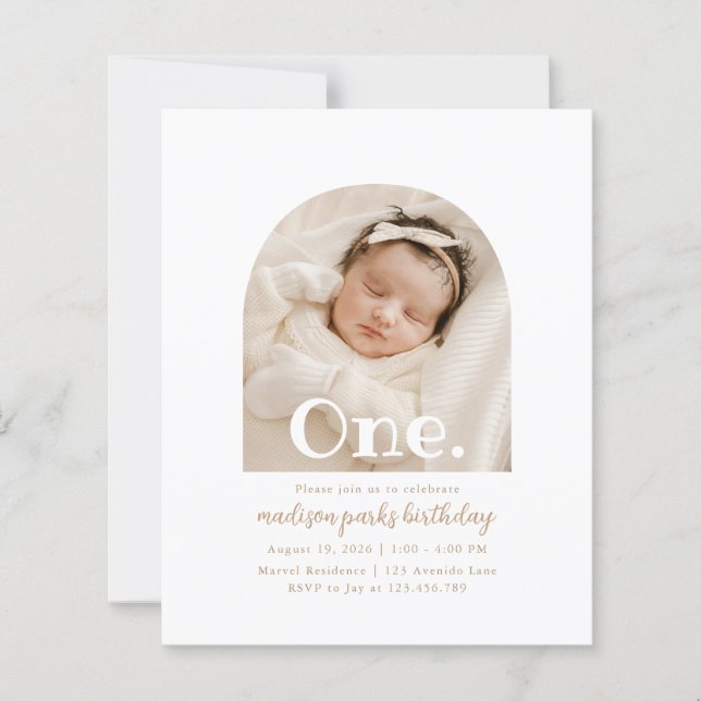 BUDGET Minimalist Boho Arch Photo 1st Birthday (Front)