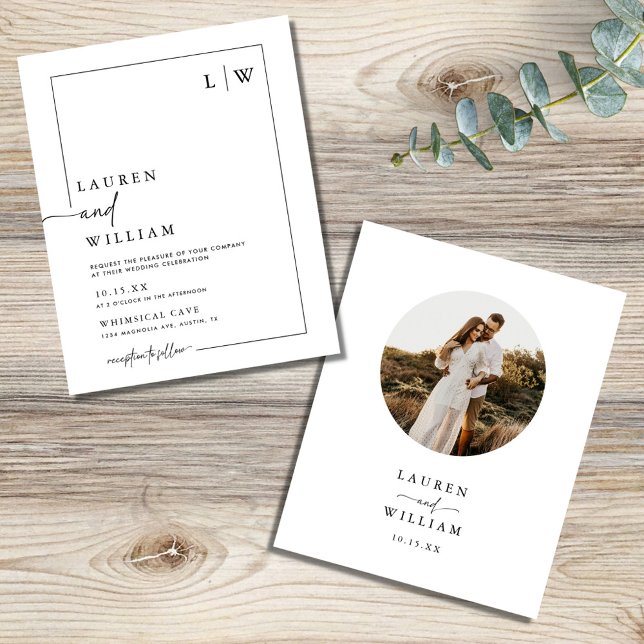 Budget Minimalist Boho Photo Wedding Invitation (Creator Uploaded)