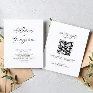 BUDGET Minimalist Calligraphy QR code RSVP Wedding