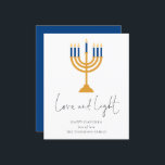 Budget Minimalist Candles Love Light Hanukkah Card<br><div class="desc">Minimalist Candles Love Light Hanukkah Card. A budget price SMALLER 4.5” x 5.6” flat card on a shiny SEMI GLOSS 110 lb card stock (similar to the thickness of a postcard) PLEASE NOTE: The envelope supplied with this card is slightly larger than the card itself. Contemporary minimal style with modern...</div>