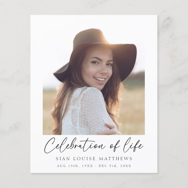 Budget Minimalist Celebration of Life Memorial (Front)