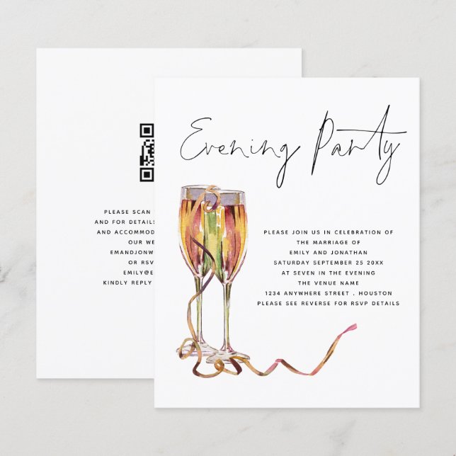 Budget Minimalist Champagne Wedding Evening Party (Front/Back)