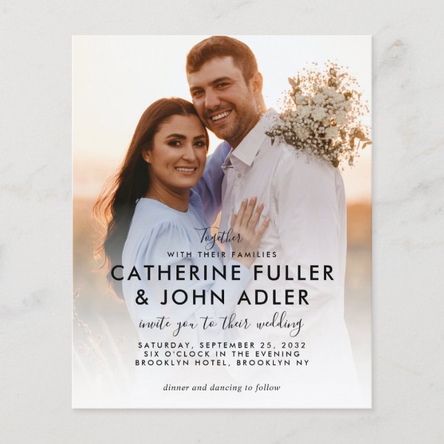 Budget Minimalist Chic 2 Photo Wedding Invitation (Front)