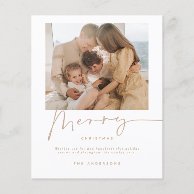 Budget Minimalist Christmas Holiday Photo Card (Front)