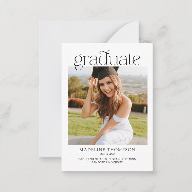 Budget Minimalist Classy Photo Collage Graduation Card (Front)