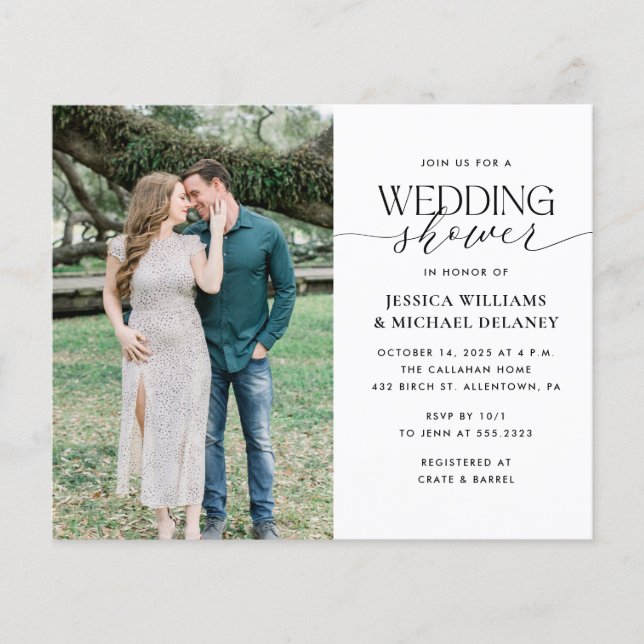 Budget Minimalist Couples Shower Invitation (Front)