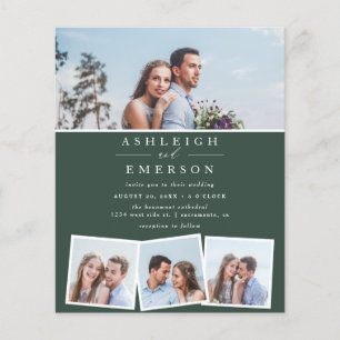 Budget Minimalist Dark Green Photo Collage Wedding