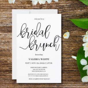 Budget Minimalist Elegant Bridal brunch Invitation