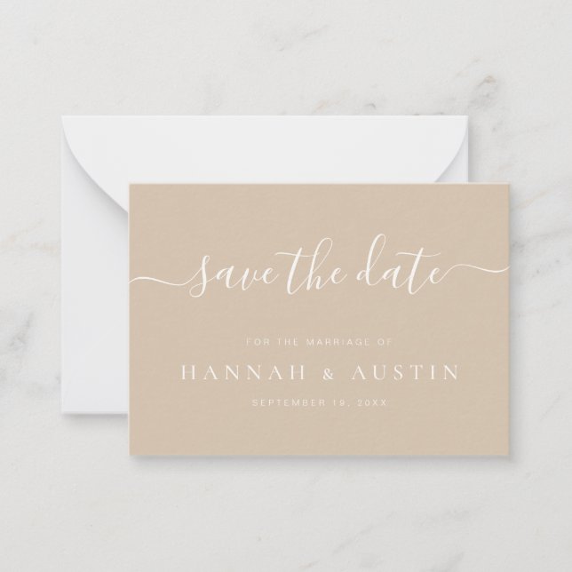 Budget Minimalist Elegant Wedding Save The Date Card (Front)