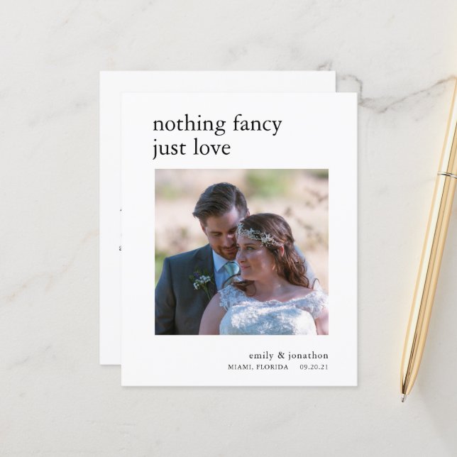 Budget Minimalist Elopement Photo Announcement (Front/Back In Situ)