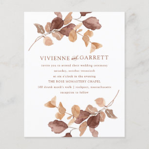 BUDGET Minimalist Fall Leaves Wedding Invitation