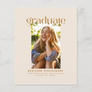 Budget Minimalist Gold Photo Graduate Announcement