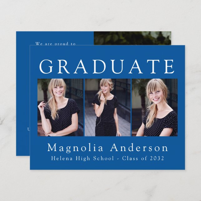 BUDGET Minimalist Graduate Four Photo Announcement (Front/Back)