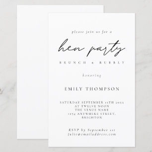 Budget Minimalist Hen Party Brunch Bubbly Invite