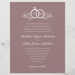 Budget Minimalist Mauve Photo  Wedding Invitation 