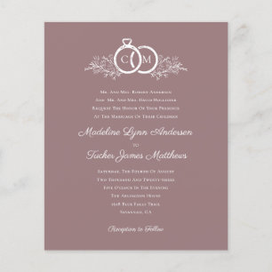 Budget Minimalist Mauve Photo Wedding Invitation