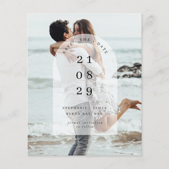 Budget Minimalist modern arch photo Save the Date  Flyer (Front)