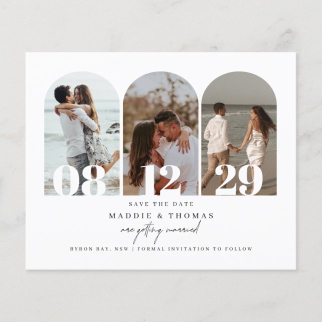 Budget Minimalist modern arch photo Save the Date Flyer (Front)