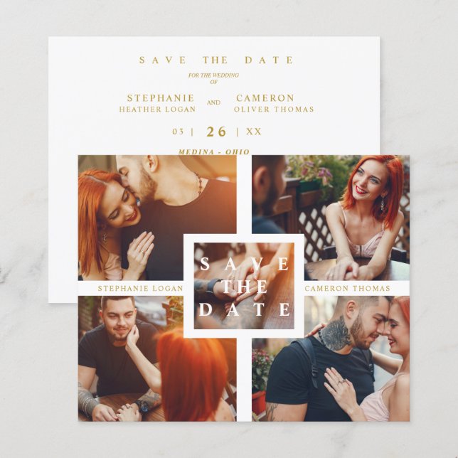 Budget Minimalist Modern Collage 5 Custom Photos (Front/Back)