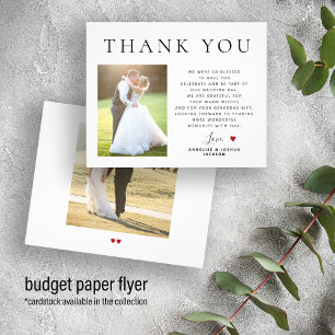 Budget minimalist modern photo wedding thank you flyer