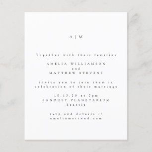 Budget Minimalist Monogram Chic Wedding Invitation