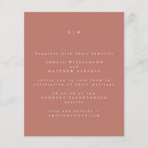 Budget Minimalist Monogram Clay Wedding Invitation