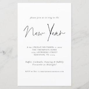 Budget Minimalist New Years Eve Party Invite