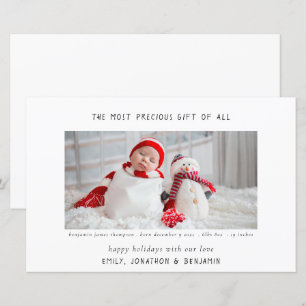 Budget Minimalist Newborn Stats Photo Christmas