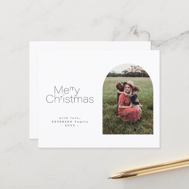 Budget minimalist photo Christmas Holiday Card (Front/Back In Situ)