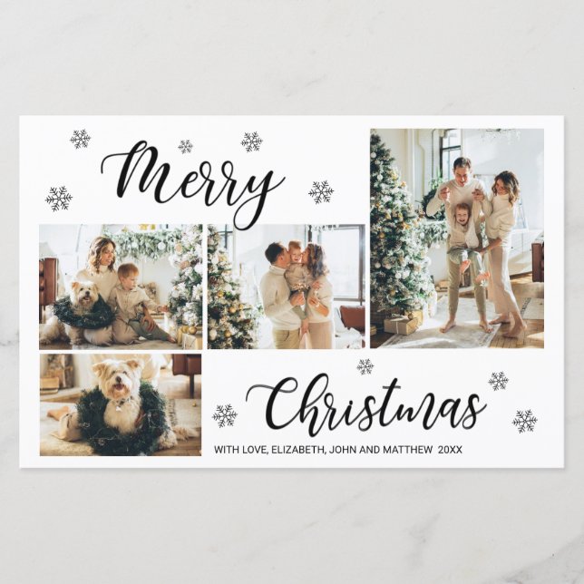 Budget Minimalist Photo Collage Christmas Greeting (Front)