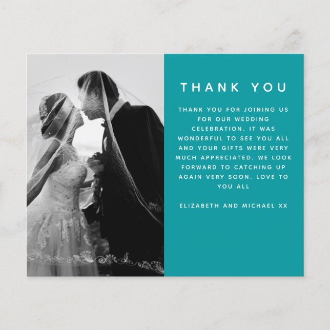 BUDGET Minimalist Photo Custom Wedding Thank You (Front)