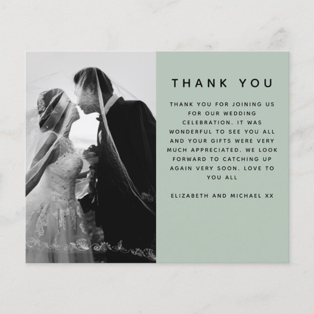 BUDGET Minimalist Photo Custom Wedding Thank You (Front)