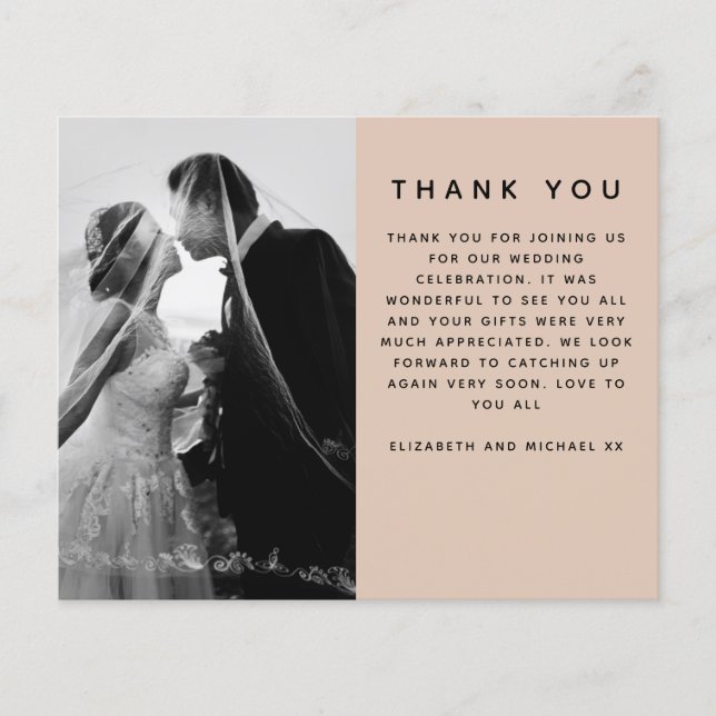 BUDGET Minimalist Photo Custom Wedding Thank You (Front)