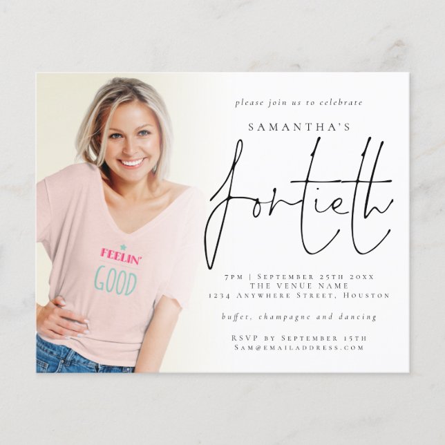 Budget Minimalist Photo Overlay 40th Birthday  (Front)