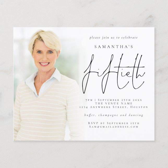 Budget Minimalist Photo Overlay 50th Birthday  (Front)