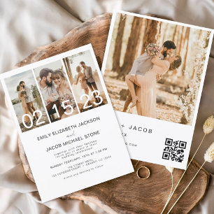 Budget Minimalist Photo QR code Wedding Invitation