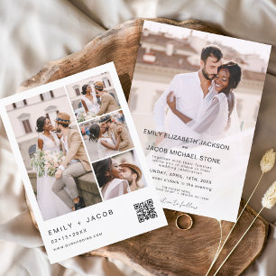 Budget Minimalist Photo QR code White Wedding