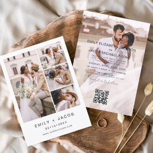 Budget Minimalist Photo QR code White Wedding